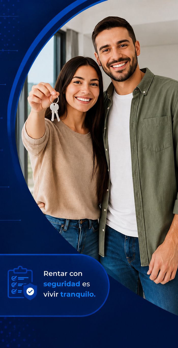 Pareja recibiendo las llaves de su nueva propiedad en alquiler